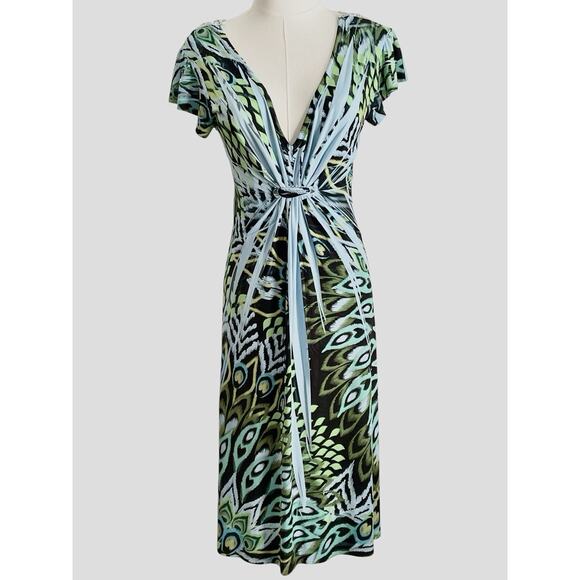 ONE WORLD Dresses & Skirts - One World BohoDress S  Arsty Stretch Sublimation Hippie Coachella Crochet Back